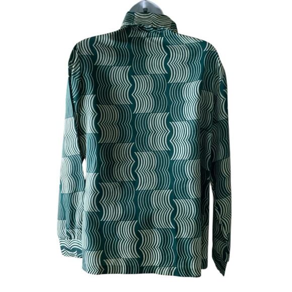 Vintage Jubilee New York Geometric Print Blouse S Pointed Collar Retro Button Up - Picture 2 of 7